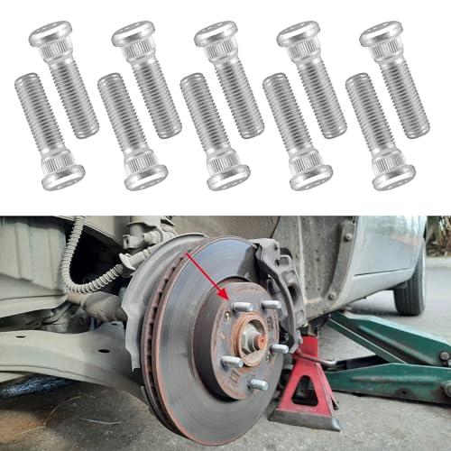 RGOAANC 10PCS Wheel Studs, Steel Tire Studs, 49mm Long & M12x1.5 Steel Lug Bolts, Car Accessories Wheel Lug Stud Compatible with Chevy Lexus Toyota Scion Pontiac, Replace #610-266 90942-02049