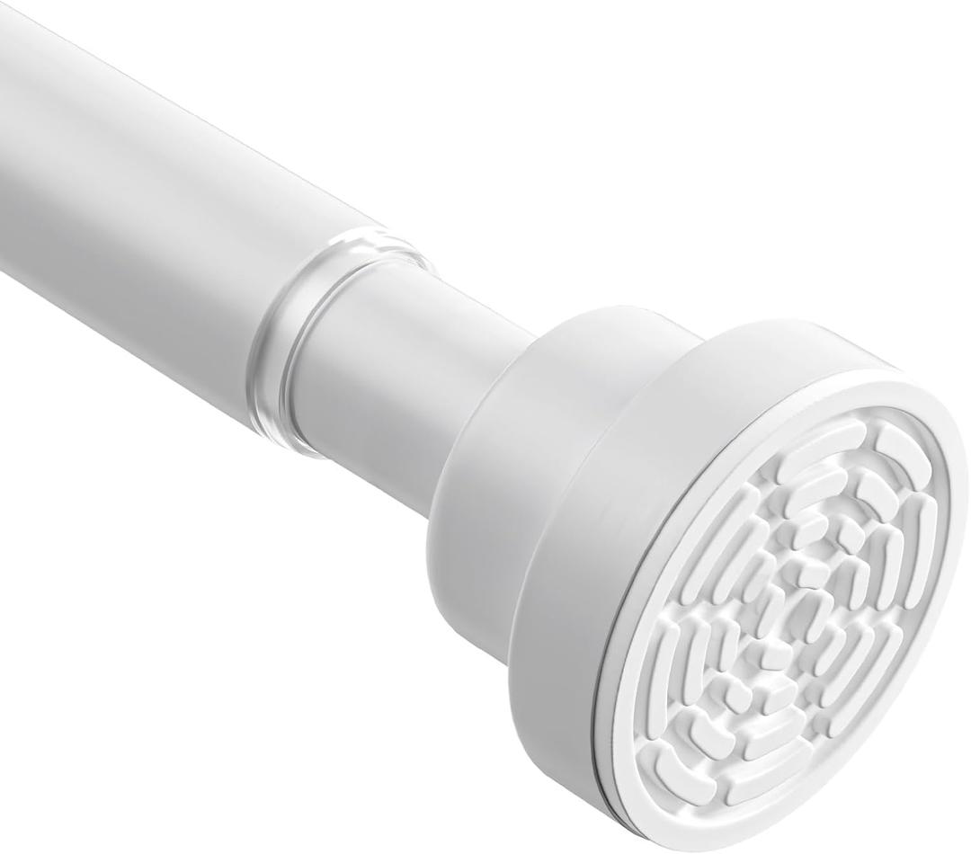 Tension Curtain Rod 30 To 64 Inch White Tension Rods Adjustable Spring Loaded Curtain Rods 7/8" Curtain Rods No Drilling Tension Rods For Windows Bedroom Closet Doorway Door (30-64IN, White-1PCS)