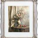 Saysmile 11x14 Vintage Picture Frame with Embossed Flower Design, Silver Ornate Frame for 11x14 or 8x10 Pictures with White Mat, Hand-Crafted Resin Antique Baroque Frames with Hook for Wall Mounting Display(Silver)