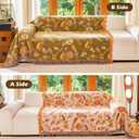 VANJOROY Boho Throw Blanket 60" x 80", 100% Organic Cotton Breathable Skin-Friendly Ultra Soft Bed Quilt Throw - Floral Rustic Decor Luxury Reversible Blanket for Sofa Couch Chair and Gift,