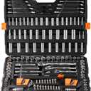 VEVOR Mechanics Tool Set, 205 Pcs SAE and Metric Sockets, 1/4" 3/8" 1/2" Drive Deep and Standard Sockets, Chrome Vanadium Steel, Polyethylene