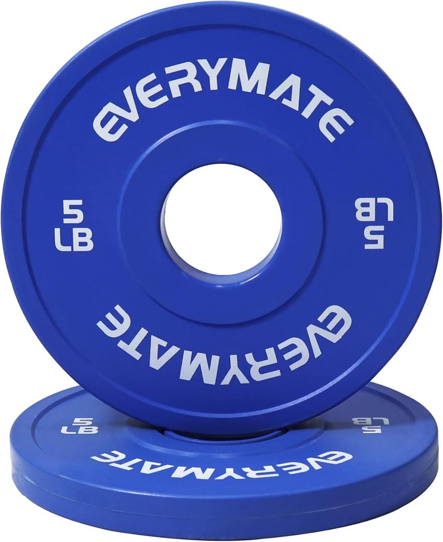 EVERYMATE Change Weight Plates 5LB Set Fractional Plate Olympic Bumper Plates for Cross Training Bumper Weight Plates Steel Insert Strength Training Weight Plates