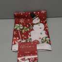 Softalker Christmas Rectangle Tablecloth - Winter Red Snowman Table Cloth with Snowflake and Candy Print, Stain Resistant Washable Xmas Table Cover for Holiday/Dining/Party Decoration, 60 x 84 Inch