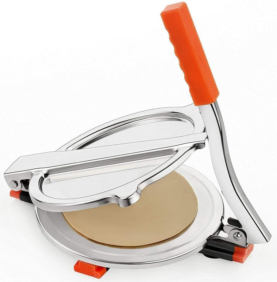 Press Stainless Steel Puri Roti Maker Press Machine with Handle Stainless Steel Poori Press Papad Khakhra Puri Roti Maker with Handle (Pack of 1)