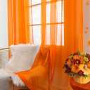 youleyar Solid Sheer Rod Pocket Curtain Voile Draperies 2 Panels White Beige Orange Grey Coffee 60 Inch Width 108 Inch Long 1 Pair for Kitchen Bedroom Children Living Room Yard(Orange,60W108L)