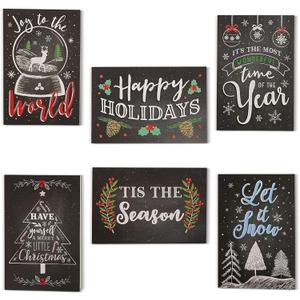 Sustainable Greetings Holiday Greeting Card with Envelope Set - Assorted Chalkboard Message Designs - 48-Pack, 4 x 6 In