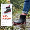 HISEA Women's Rubber Boots Waterproof, Ankle Rain Boots Insulated Neoprene Mud Boots, Anti-Slip Outdoor Work Shoes for Hunting Gardening Farming Yard Working, Size 9
