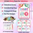 Donut Squishy Valentines Day Cards Gifts for Boys Girls Classroom Exchange, 24 Packs Valentines Day Donut Squishies with Cards for Kids School Party Favor