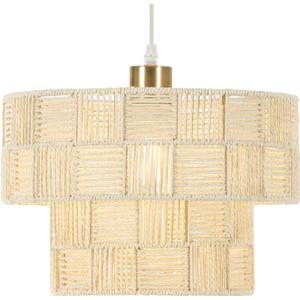 Farmhouse Dining Room Light fixture, 12inch 1-Light Kitchen Lighting Fixtures Ceiling Hanging, Hand Woven Boho Rattan Chandeliers for Entryway Light, Coastal Pendant Lighting for Kitchen Island (Cream)