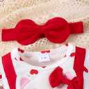 Baby Girl Clothes Newborn Romper Cute Cat Ruffled Long Sleeve Love Fall Winter Outfits with Bow Headband, Size 9-12 Months