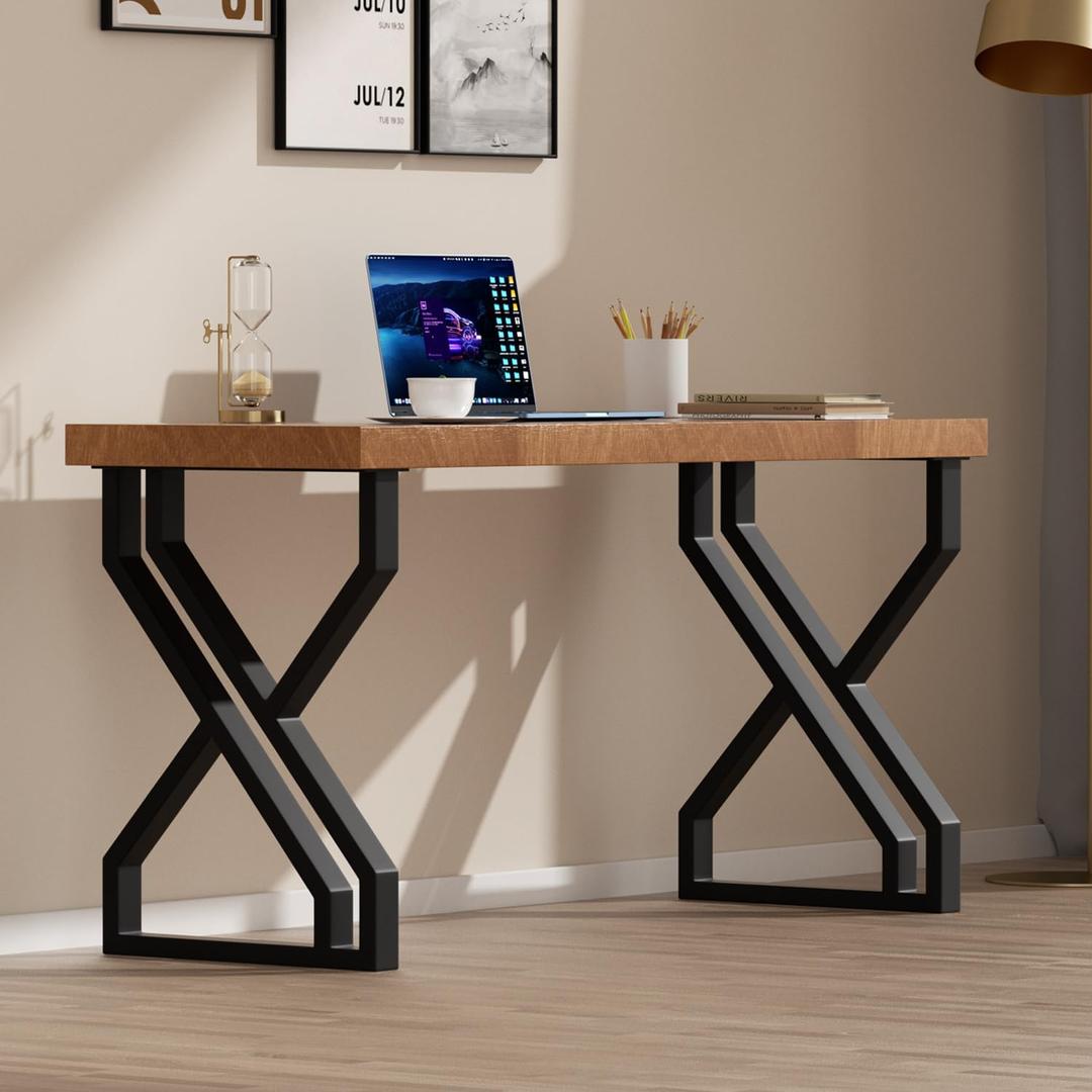 Table Legs 28 in x 20 in, X Shaped Heavy Duty Metal Desk Legs, Black for DIY Furniture (Set of 2)