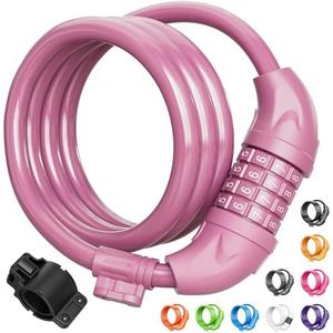 Titanker Bike Lock, Bicycle Lock 4 Feet Cable Lock 1/2 Inch Resettable Bike Lock Combination with Mounting Bracket, Bike Accessories for Bicycle, Electric Scooter, Motorcycle
