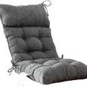 Outdoor Rocking Chair Cushions Set of 4, 100% Polyester Waterproof Patio Rocking Chair Cushion, High Back Weatherproof Chair Pad for Adirondack & Outdoor Furniture, Charcoal Grey, Black, 4 Counts