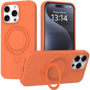 IAIYOXI Case for iPhone 17 Pro Max Case with Magnetic Invisible Stand - MagSafe Compatible, Military Drop Tested, Shockproof Silicone Cover for Women and Men (6.9", 2025) - Orange