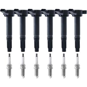 Ignition Coil Pack & Spark Plug Kit for Toyota Lexus V6 3.5L 4.0L - Fit RAV4 Camry Highlander 4Runner Avalon Sienna Venza FJ Cruiser Tundra RX350 ES350 RX450h, Replaces UF487 & 6619