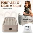 Twin Air Mattress with Built-in Pump - 18" Height Self-Inflating Blow Up Bed for Guests, Camping & Home Use, Waterproof Inflatable Mattress with Carry Bag - Portable Single Airbed (18" Khaki)