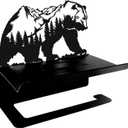 Bear Toilet Paper Holder with Shelf - Rustic Bathroom Wall Decor for Cabin, Lodge, Farmhouse - Animal Themed Organizer for Toilet Paper & Bathroom Essentials