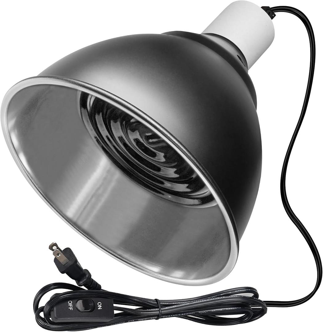 Large Caliber Reptile Lamp Cover Dome Supports Up to 250W, Diameter 7.0 Inch Heat Lamp/Light Fixture Dome Fit for E26 UVA/UVB Basking Bulbs, Perfectly Fit 250 watts Ceramic Heat Lamp