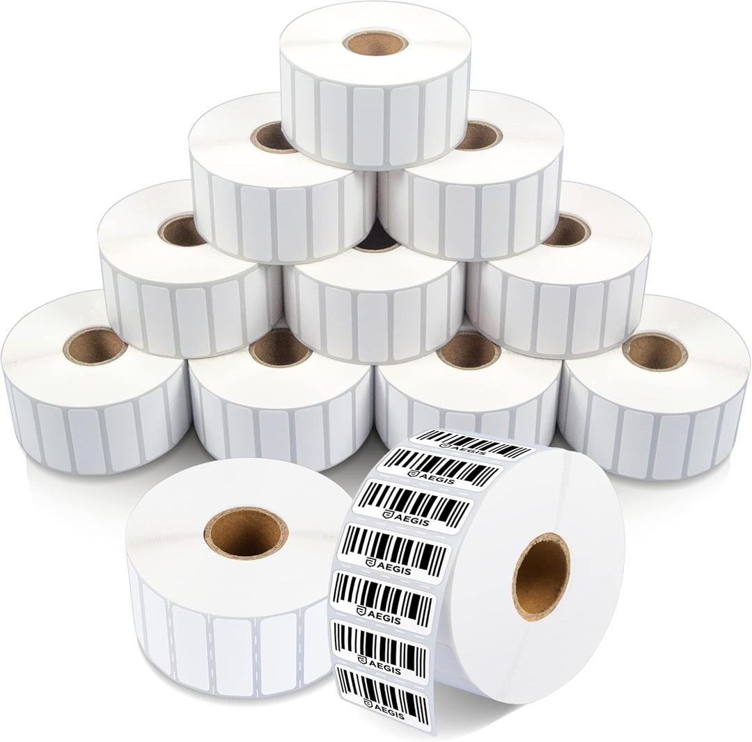 Aegis Adhesives - 1.5" X 0.5" Direct Thermal Labels (28200 Count, 12 Rolls) - Barcode Stickers, File Folder Labels, Shelf Edge Identification - Compatible with Zebra Printers, NOT Rollo Compatible