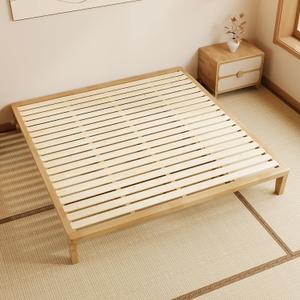 IOTXY California-King Platform Bed Frame - 12 Inch Solid Wood Mattress Foundation Base with Heavy-Duty Support Slats & Legs, Rubberwood California King Size Bedframe