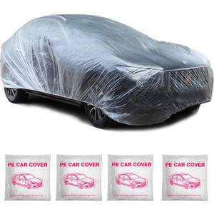 4 Pack Universal Disposable Car Covers Waterproof Plastic Car Cover for Automobiles Universal Vehicle Cover with Elastic Band for Sedan Outdoor Snow Rain Weather, (Size L)