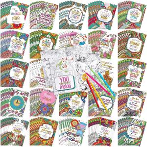 Liliful 144 Pcs Motivational Sayings Coloring Book Bulk for Adult DIY Art Stress Relief Drawing Book with Inspiring Patterns for Adults, Party Favors, Goodie Bag Filler and Holiday Gifts