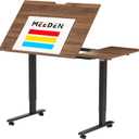MEEDEN Electric Adjustable Office Table: 31"-52" Height Adjustable Craft Desk- Tiltable Tabletop Sit Standing Home Office Desk-Walnut