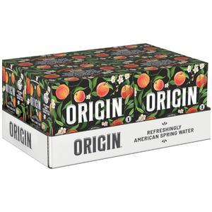 Origin Organic Non-GMO Peach Flavor Sparkling Water, 12 Fl Oz, 4 Pack, EXP 10-31-2025