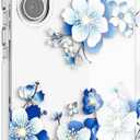 S24 Case Flower Clear,Stylish & Durability Floral Pattern Cover,TPU Bumper Shockproof+PC Back Protective,Cute,Slim & Lightweight for Samsung Galaxy S24 Case (Blue)