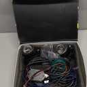 BraveWAY Motorcycle Auxiliary LED Light Kit 90W 24000LM LED Driving Spotlights with Wiring Harness 6 Modes Strobe White/Amber Fog Light IP68 Offroad Work Lights for Motorcycle Truck UTV ATV Pickup (Moto-T7-1 LENS)