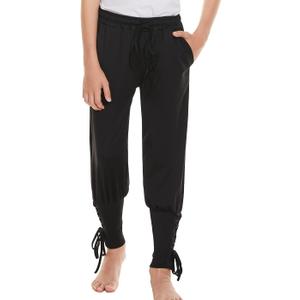Medieval Ankle Banded Pirate Pants for Boys, Kids Renaissance Viking Pirate Costume, Halloween Cosplay Gothic Striped Pants Trousers (10-12T, Black)