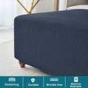 HFCNMY Stretch Square Ottoman Cover - Knitted Jacquard Ottoman Slipcover - Washable - Blue Large (35"D x 31"W x 14"H)