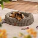 ChiXnuggle Orthopedic Dog Bed for Medium Dogs, Waterproof Faux Rabbit Fur Dog Couch with Egg Crate Foam Support and Washable Removable Cover, Bolster Pet Sofa with Non-Slip Bottom, 30x24x7, Taupe
