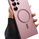 Magnetic case for Samsung Galaxy S24 Ultra Phone Case for Women/Men, Matte Luxury Soft Metallic Luster Design with Camera Lens Protector, Shockproof Anti-Scratch Phone Case 6.8" -Pink