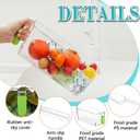 Havawish Ice Storage Bin and Flexible Scoop Set Plastic Freezer Bin with Pull Out Handle Storage Bucket Clear for Container with Scoop(Green,10.83 x 4.92 x 4.33 in,Classic)