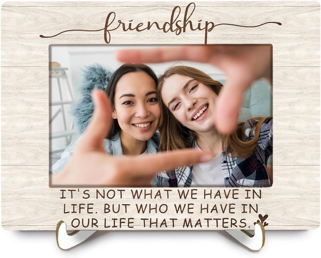 Friendship 4x6 Picture Frame, Best Friend Photo Frame, Gifts for Best Friend, Long Distance Friendship Gifts Wall and Tabletop Display Picture Photo Frames for Home Office Tabletop Decor