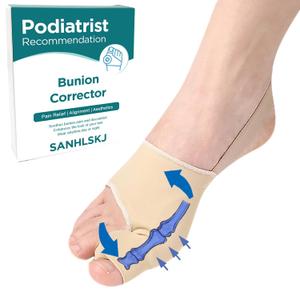2 x Bunion Corrector for Women & Men, Big Toe, Beige, 2PCS | Hallux Valgus Corrector,Stitched Gel Pad,Ultra-Slim Instant Bunion Relief & Hammer Toe Straightener,Flexible Night Support
