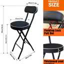 UWEAR 2 PCS Folding Bar Stool with Back, Tall Foldable Stool Seat Padded Portable Stools Counter Height Foldable Stools Chairs,Collapsible Stool for Adults Kitchen Island, 2 Pack Cushion distance from the ground 25.5"