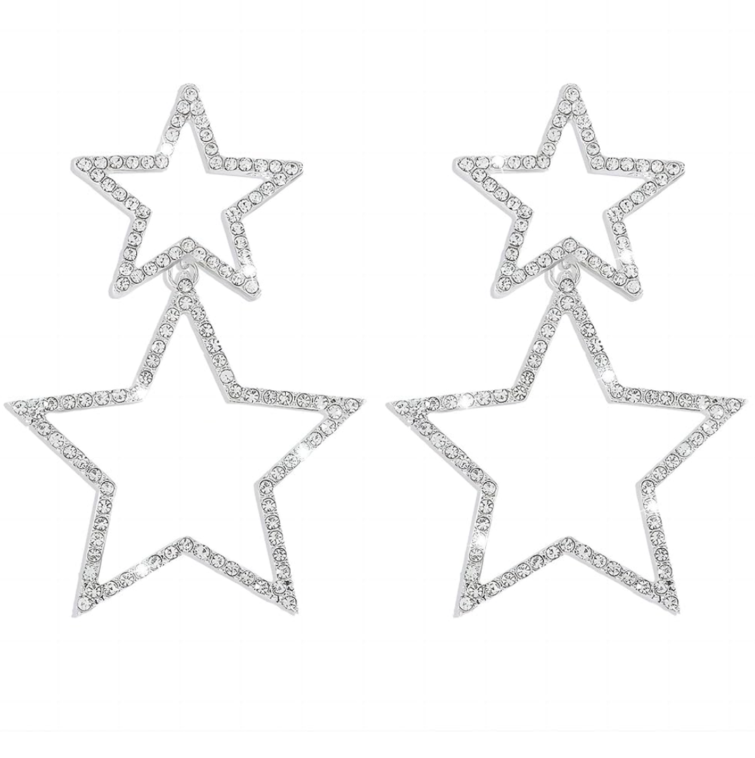 Star Earrings For Women Sparkly Rhinestone Dangle Earring For Holiday Weddings Birthday Parties