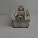 Metal Wire Storage Basket with Burlap Liner, 1. 15-11 2. 13-9. 3. 11-7 4. 10-6.5 In