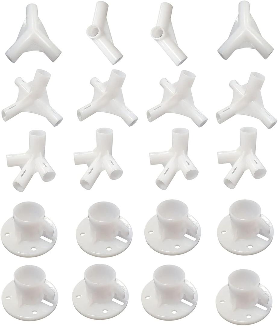 20pcs White Canopy Fitting Spare Parts for 10'x30' Outdoor Canopy Tent Patio Gazebo Awning Tent Feet Corner Center Connector (3x9 m)
