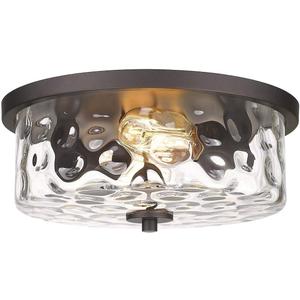 Indoor Flush Mount Lights, 2-Light Interior Hammered Glass Ceiling Fixture, Antique Bronze for Hallway, Dining Room, Kitchen