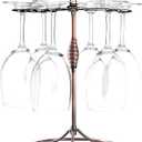 GeLive Bronze Wine Glass Holder Stand, Antiqued Countertop Freestanding Stemware Drying Rack, Artistic Tabletop Glass Display Hanger With 6 Hooks for Home and Bar Storage