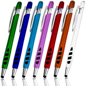Stylus Pen for Touch Screens & Ballpoint Writing Pens, with Sensitive Stylus Tip - 2 in 1, Compatible for Your Touch Screen Devices - Assorted Barrel Colors, Black Ink, 7 Pack
