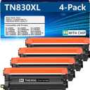 TN830XL High Yield Toner 4 Pack Compatible for TN830XL TN830XL/V/R Toner Cartridge Work for DCP-L2640DW MFC-L2820DW HL-L2400D HL-L2460DW HL-L2405W HL-L2465DW HL-L2480DW MFC-L2900DW Printer