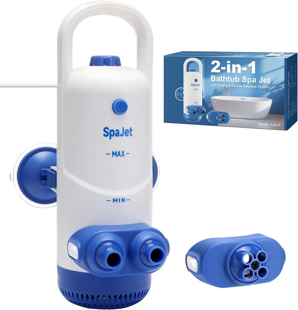 Bath Jets for Tub with Jet Massage and Bubble Mode, Bathtub Jets for Tub with 360 Rotatable Single and Dual Nozzles, the Lever-lock Suction Cups, and Handle. Jets for Bathtub at Home for Relaxation (Deep Blue)