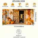 Fall Garage Door Banner 13x6FT Thanksgiving Outdoor Garage Door Cover with Pumpkins Hay Bales Autumn Leaves for Front Porch Harvest Decor Polyester Garage Backdrop Decoration