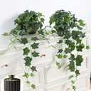 Fake Plants 2Pcs Faux Ivy Plants Potted Indoor Artificial Hanging Plants Realistic Hanging Fake Greenery Table Desk Bathroom Office Bedroom Living Room Shelf Modern Farmhouse Decor Intdoor
