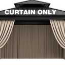 Outdoor Gazebo Curtain Replacement Universal 4-Panel Sidewalls 12' X 12',Outdoor Patio Waterproof Privacy Curtain with Double Zipper for Patio, Canopy, Garden, and Backyard (Curtain Only) (Khaki)