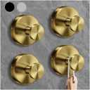 Luxe Hold 4PCS No-Drill Suction Cup Hooks-Gold, Waterproof for Shower & Bathroom, Mounts on Glass Doors, Holds Up to 15lbs